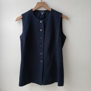 Giorgio Armani 100% Silk Vest Navy Blue Women's 42 US 6
